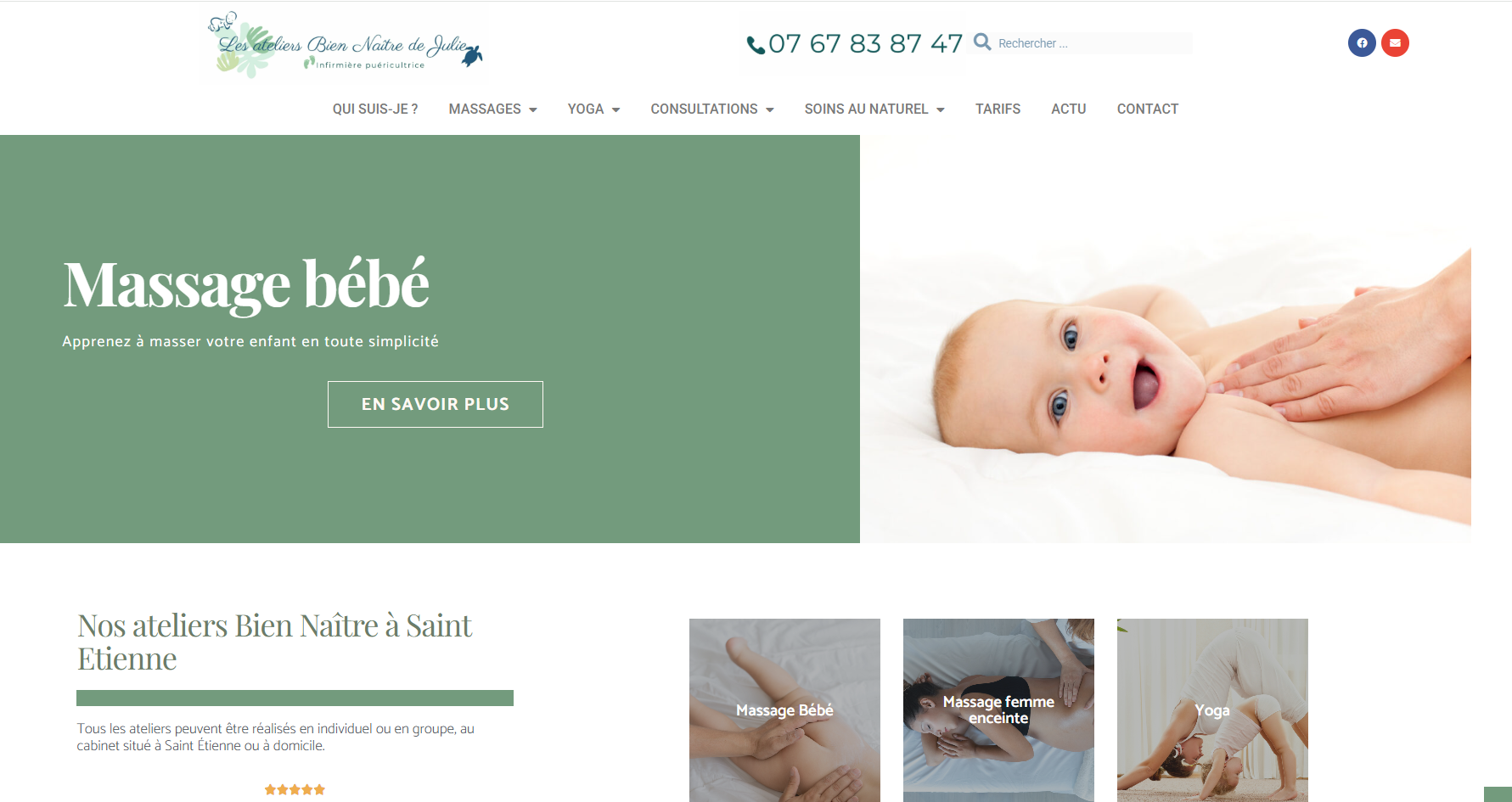 Site Les Ateliers Bien-Naître de Julie — réalisé par WEB INFOS ACTIONS