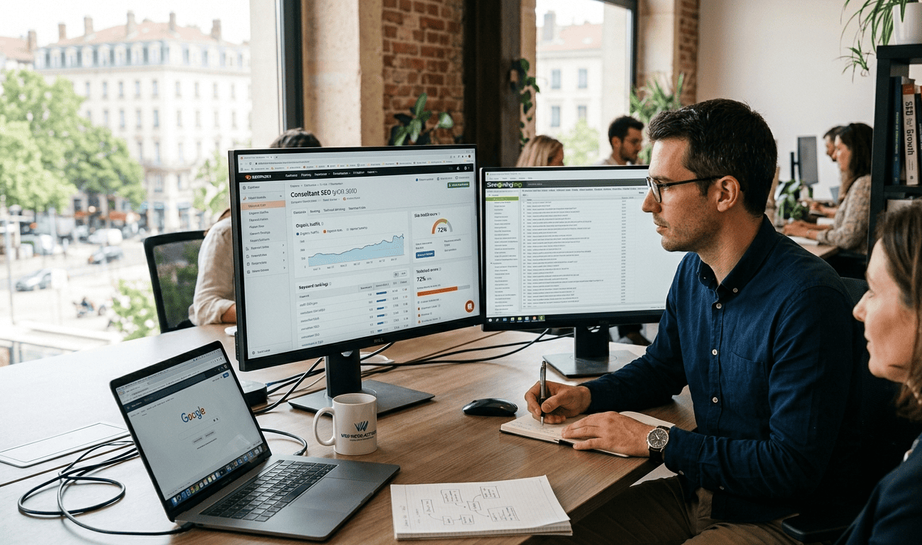 Analyse SEO en cours avec Semrush — WEB INFOS ACTIONS